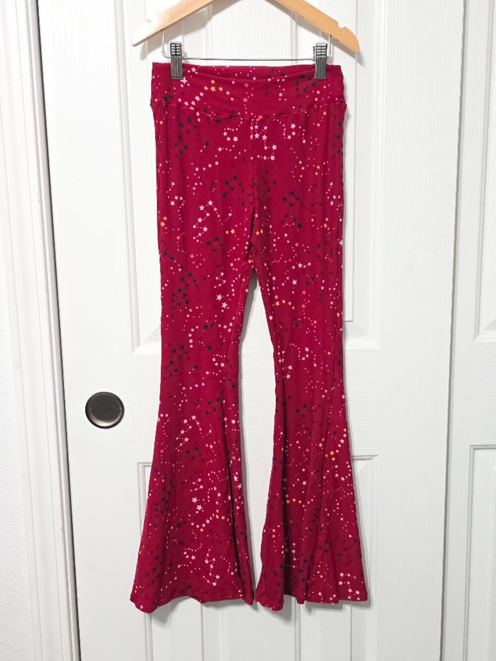 Girls Burgundy Star Bellbottoms, 10